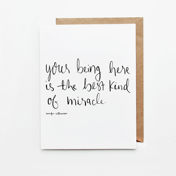 You Are A Miracle Hand Lettered Poetry Encouragement Card