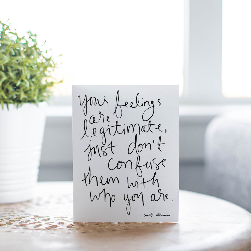 Your Feelings Are Not You Hand Lettered Encouragement Card