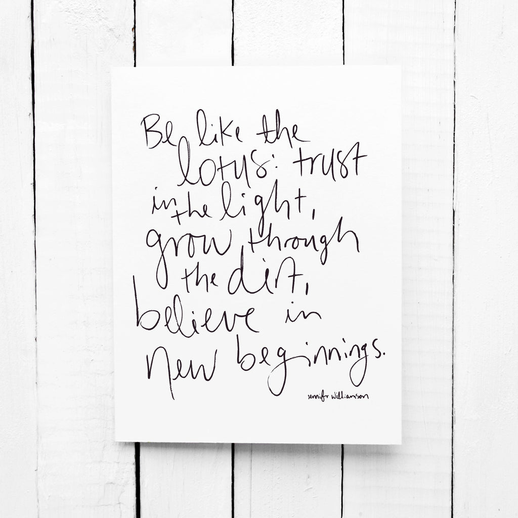 Be Like The Lotus Hand Lettered Poetry Encouragement Card