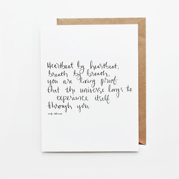 Heartbeat by Heartbeat Hand Lettered Poetry Encouragement Card
