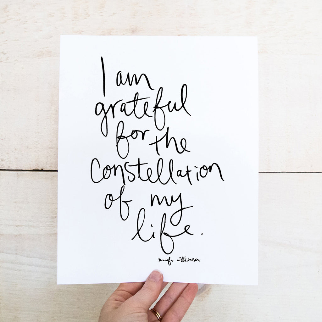 I Am Grateful For The Constellation Of My Life Hand Lettered Affirmation Art Print