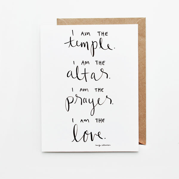 I Am The Temple Hand Lettered Affirmation Encouragement Card