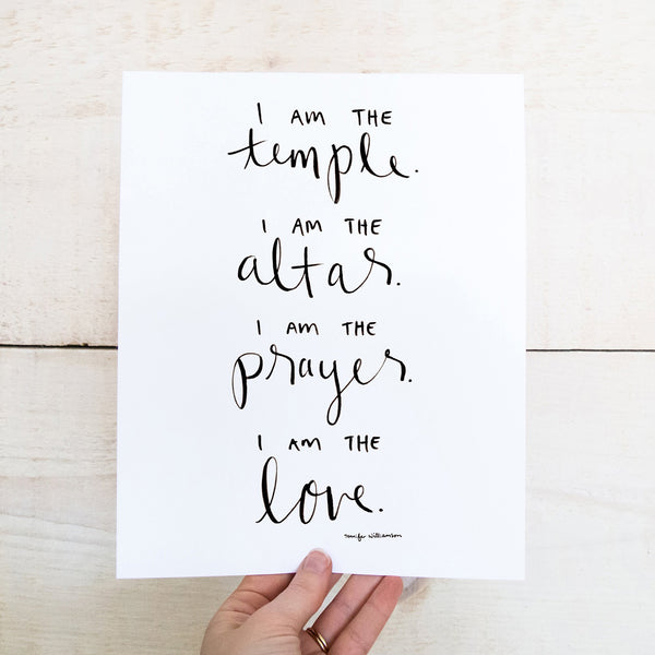 I Am The Temple Hand Lettered Affirmation Art Print