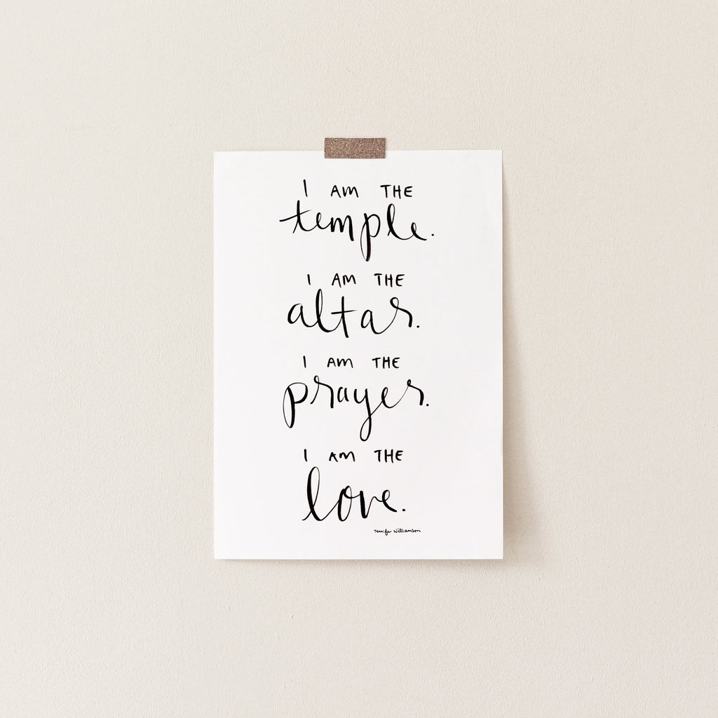 I Am The Temple Hand Lettered Affirmation Art Print