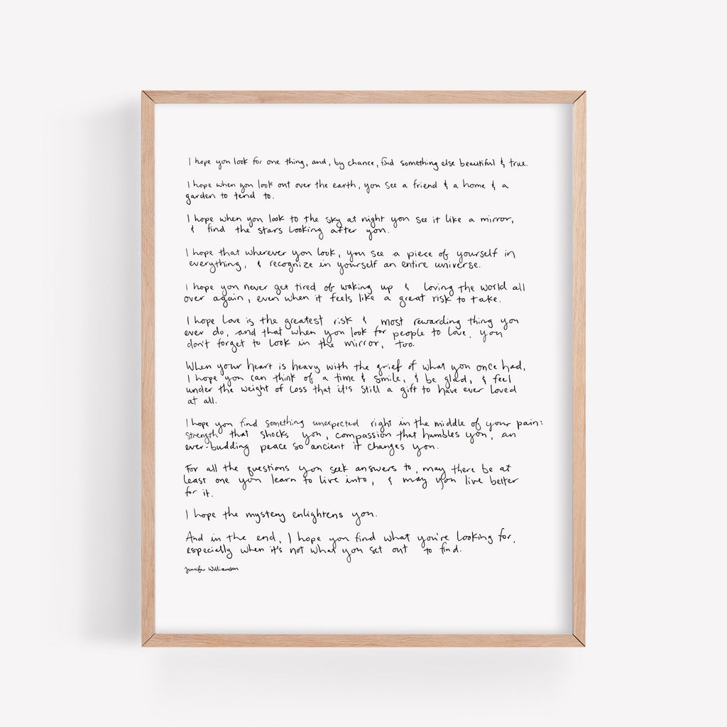 I Hope You Find What You're Looking For — Poetry Art Print