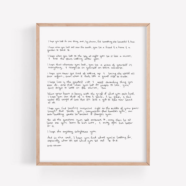 I Hope You Find What You're Looking For Hand Lettered Prayer Poetry Art Print