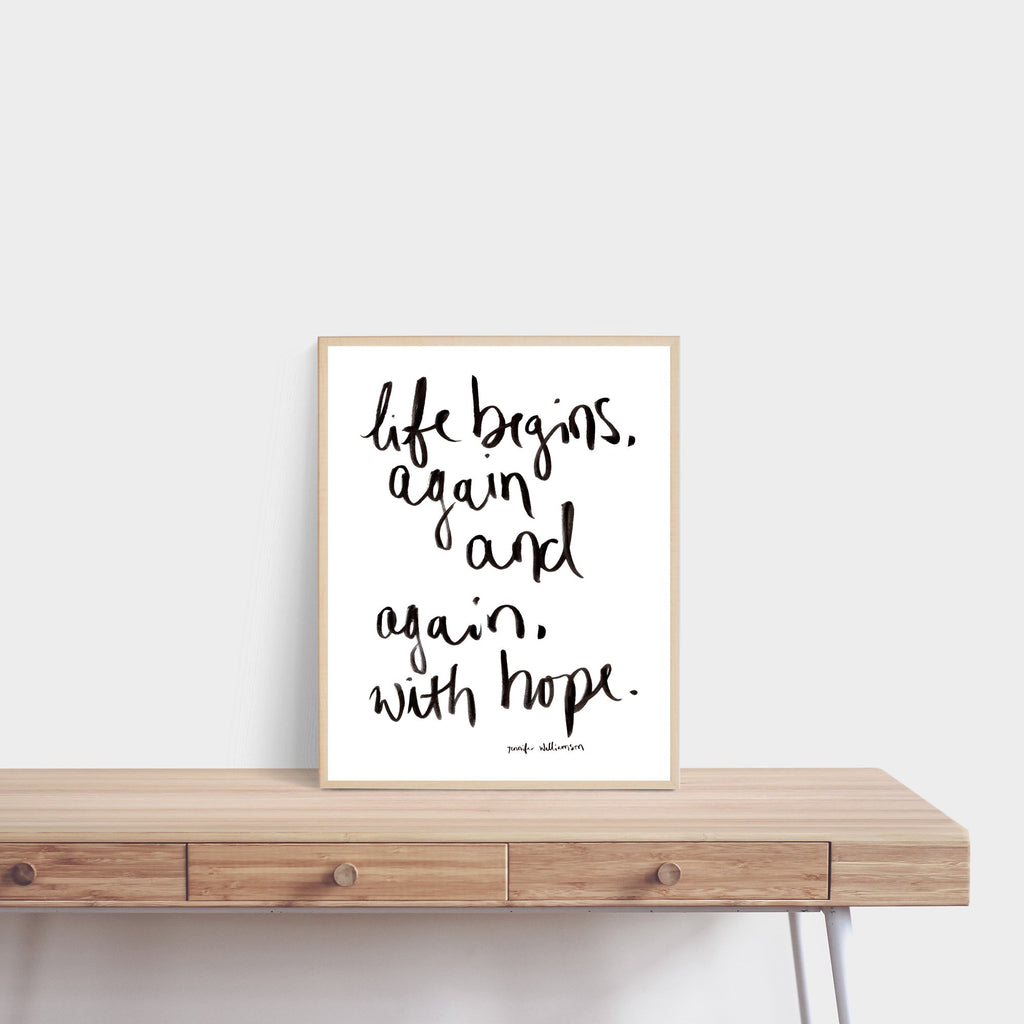Life Begins With Hope Hand Lettered Word Art Print