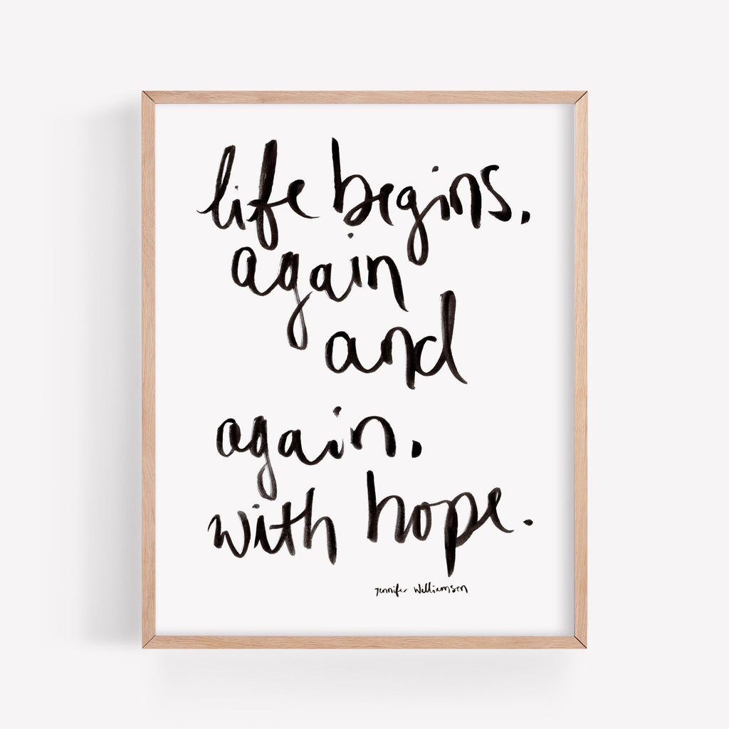 Life Begins With Hope Hand Lettered Word Art Print