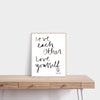 Love Each Other. Love Yourself. Hand Lettered Word Art Print