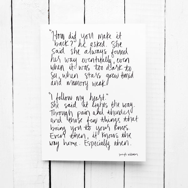 The Way Home Hand Lettered Poetry Encouragement Card