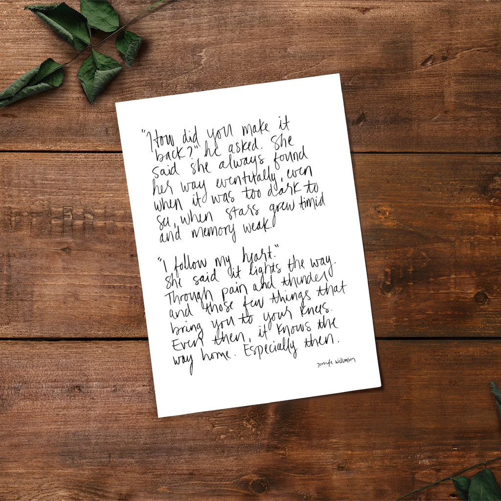 The Way Home Hand Lettered Poetry Art Print