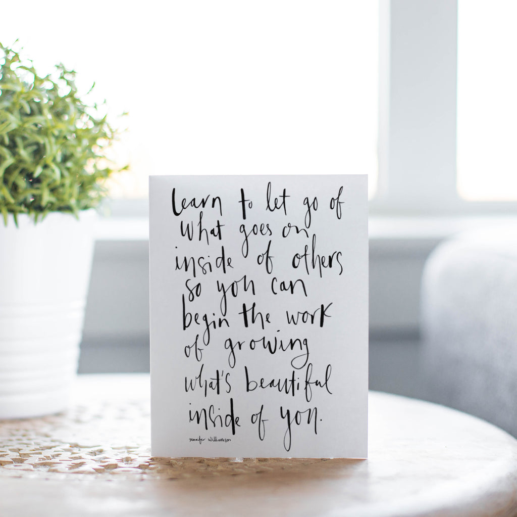 What's Beautiful Inside Of You Hand Lettered Poetry Encouragement Card
