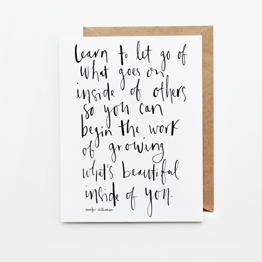 What's Beautiful Inside Of You Hand Lettered Poetry Encouragement Card
