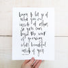 What's Beautiful Inside Of You Hand Lettered Poetry Art Print