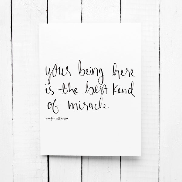 You Are A Miracle Hand Lettered Poetry Encouragement Card
