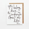You Belong Here Hand Lettered Poetry Encouragement Card