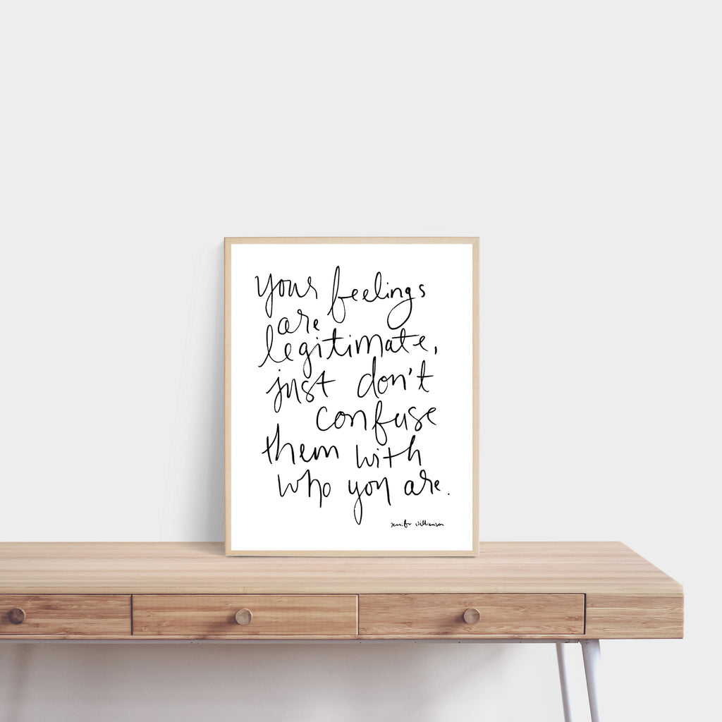 Your Feelings Are Not You Handwritten Word Art Print by Jennifer Williamson