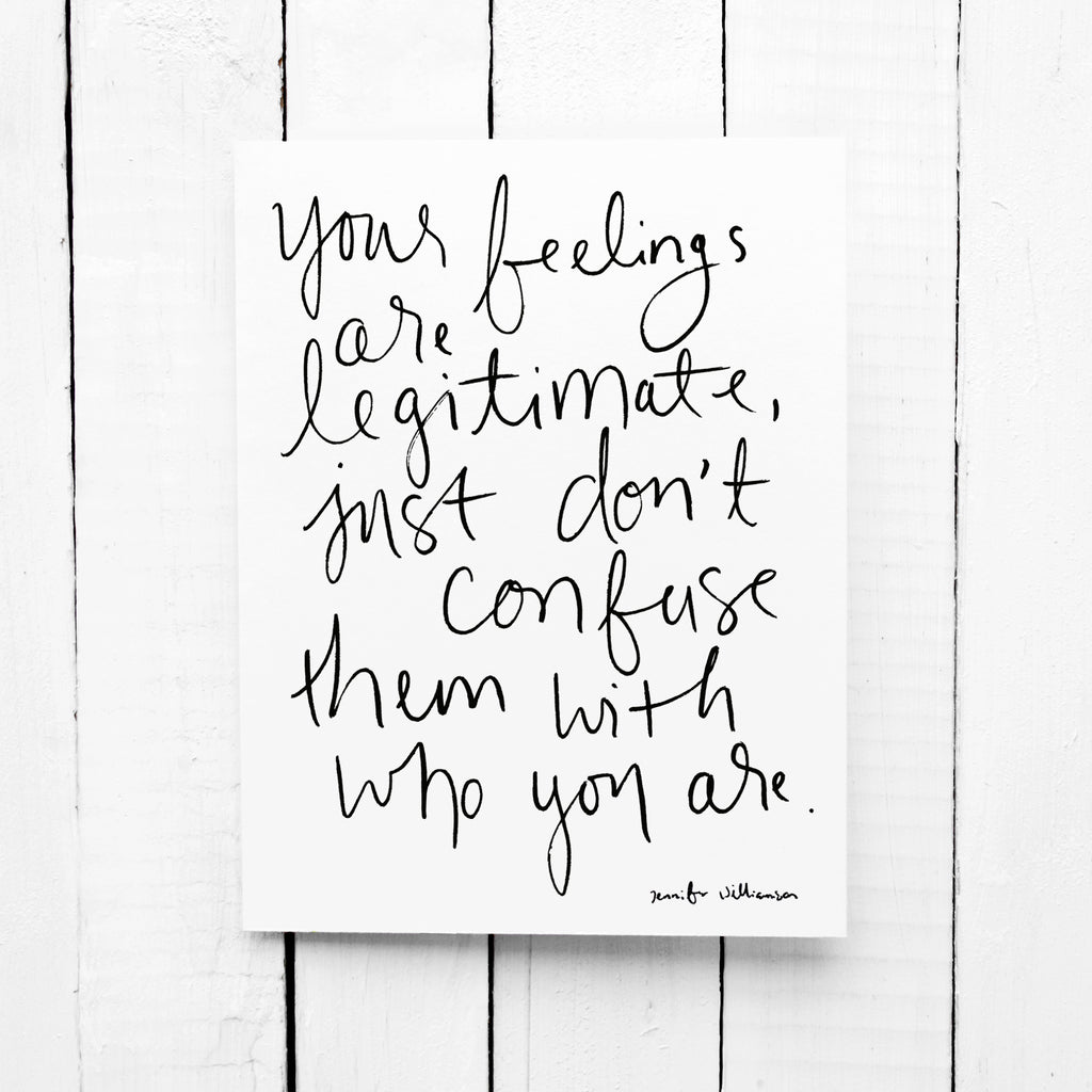 Your Feelings Are Not You Hand Lettered Encouragement Card